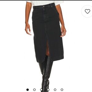 Free people black long jean skirt